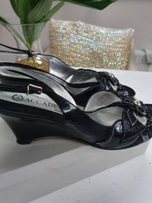 ACCADEMIA Italian leather patent wedges Sz 41 - Rrp 265 (New)