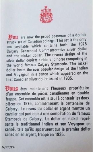 Silver Dollar 1975 Canadian Proof Coin Set