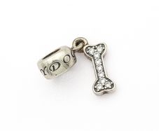 Pandora Style Sterling Silver & Cubic Zirconia Spacer Bead, I Love My Dog Charm