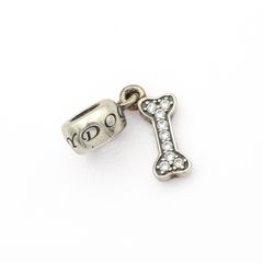Pandora Style Sterling Silver & Cubic Zirconia Spacer Bead, I Love My Dog Charm