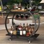 Drinks Trolley, Rolling Bar Cart, Kitchen Trolley on Wheels, Modern Serving Trolley, Wine Cart with Storage Shelves, Wine Holders, for Home Bar, Dining Living Room, Black Image 7