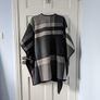 Black and Grey Tartan Poncho Size 8-14 Image 3