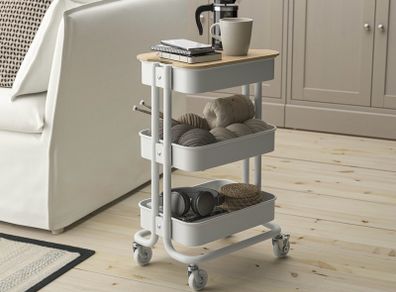 Raskog small Ikea trolley with bamboo lid