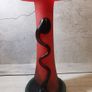 Rare Franz Caffrey Art Nouvau Tall Abstract Glass Vase Red Black Snake Irish 9" Image 3