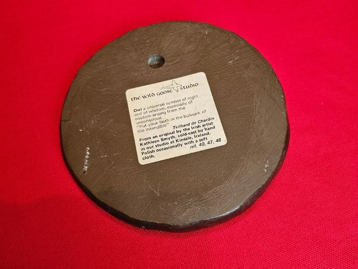 Vintage Round Owl Plaque  Athena's Owl by Kathleen Smyth, Wild Goose Studio