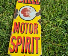 Original Shell Motor Spirit Enamel Sign 1920s Push Plate