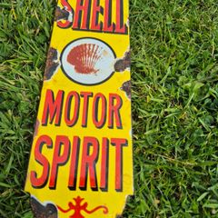 Original Shell Motor Spirit Enamel Sign 1920s Push Plate