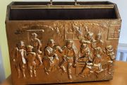 Vintage English Brass relief frieze magazine rack 50'S mid century interior design