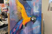 Hand-Painted Macaw Parrot - Acrylic on Canvas 45x60cm
