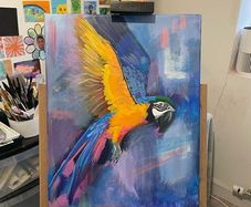 Hand-Painted Macaw Parrot - Acrylic on Canvas 45x60cm