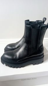 Calvin Klein chunky leather Chelsea boots black size 37 UK 4