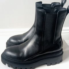 Calvin Klein chunky leather Chelsea boots black size 37 UK 4