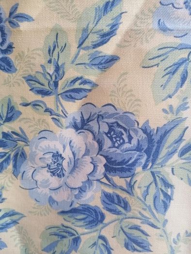 Laura Ashley Pelham Stripe Blue Roses Fabric