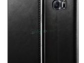 New Stylist Black PU leather Phone Book wallet Case Cover For Samsung Galaxy S6