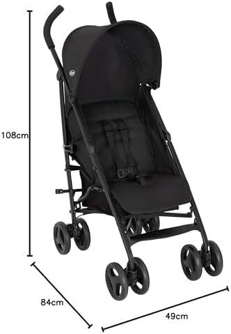 EZLite, ultimate easy-to-use lightweight stroller at only 6.6kg for on-the-go families. Suitable from birth to approx. 3 years (15kg), Midnight fashion, Black
