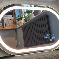 LED Bathroom Mirror 100x60cm Wi Fi Weather Station Clock Temperature Bright Light Dual LED Made in EU