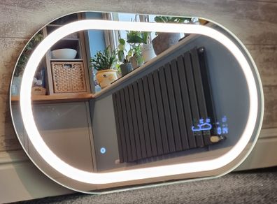 LED Bathroom Mirror 100x60cm Wi Fi Weather Station Clock Temperature Bright Light Dual LED Made in EU