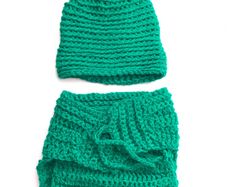 Photo Props for Newborn - Knitted cute frog with hat and diaper cover
