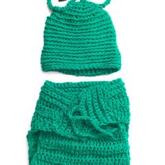 Photo Props for Newborn - Knitted cute frog with hat and diaper cover
