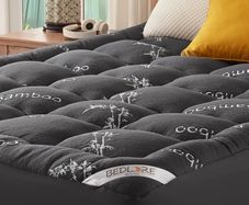 Mattress Topper Double Bed, Soft Quilted Pad for Back Pain Relief, Thick Mattress Topper with Deep Elasticated Pocket (Grey)
