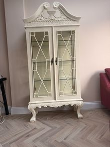 White French style display cabinet w38 d 18 h 80 inches
