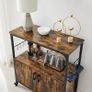 Kitchen Shelf, Kitchen Island with Wheels, Serving Trolley, Kitchen Cabinet with Doors, Kitchen Trolley, Trolley, 8 Hooks, for Dining Room, Living Room, Kitchen, Vintage Brown/Black Image 4