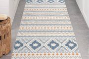 Runner Area Rug 60x130 cm Blue Cotton Area Rug Washable Woven Area Rugs with Tassels, Printed Indoor Area Rug Runners for Hallways, Kitchen, Modern Rugs for Living room, Bedroom, Laundry (FREE POSTAGE)