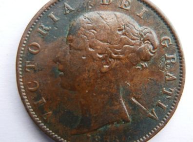 1853  Great Britain 1/2 Half Penny Queen Victoria