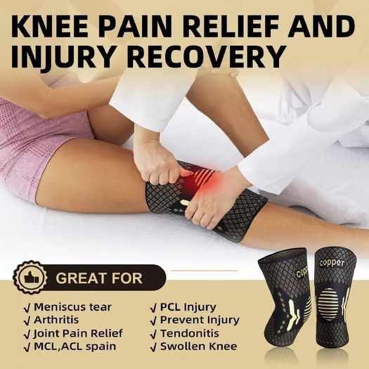 Copper Knee Support for Women/Men 2 Pack - Best Knee Brace Compression Sleeve Support for Arthritis, Knee Pain, Meniscus Tear, ACL, MCL, Joint Pain Relief, Running, Sports, Squats