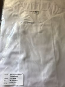 Chefs jacket white short sleeve Medium - New