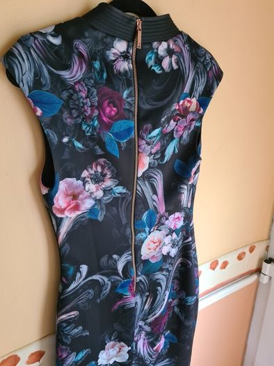 TED BAKER MARCELA black oriental floral dress midi Size 2 UK 10