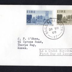 1968 Ireland 800th Anniversary of St. Mary's Cathedral, Limerick Commemorative Stamp Plain Typed  Addressed First Day Cover (FDC) with Baile Atha Cliath (Dublin) cancel