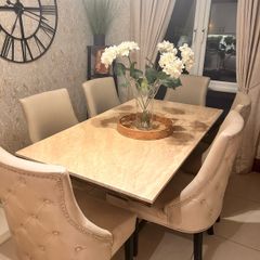 marble dining table and chairs