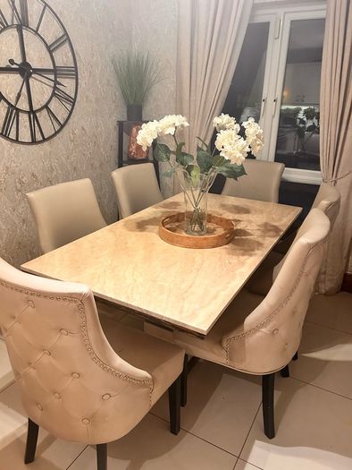 marble dining table and chairs