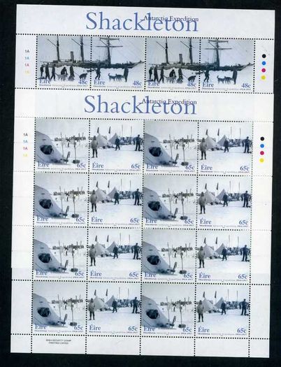 2004 Ireland Shackleton Antarctic Expedition Commemorative Stamps Sheetlet Plate 1A1A1A1A Mint Never Hinged (MNH)