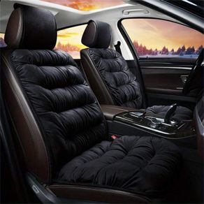 1pc Luxury Plush Car Seat Cushion Thick Warm Front Single Seat Cover with Backrest Universal Fit Easy-Care Comfortable Winter