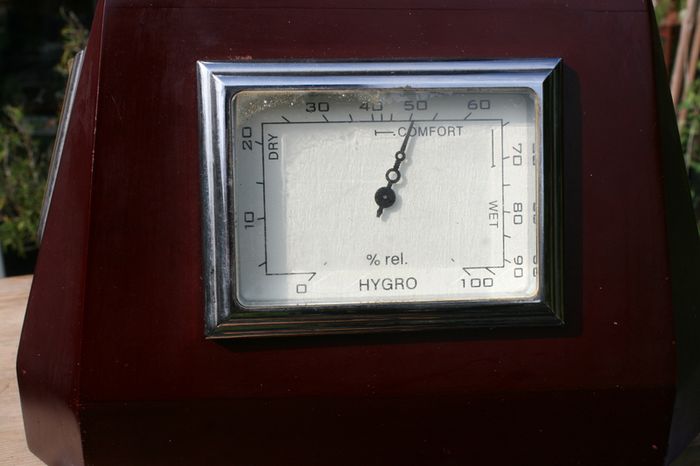 Vintage  Stone  global shape turnable 3 sides with clock, thermometer and hydrometer H 21"