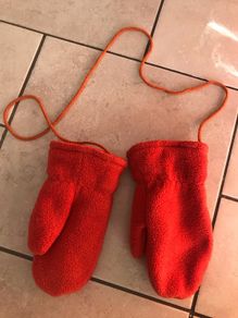 Orange fleece Toddler size mittens