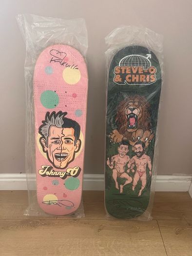 Jackass cast signed skateboards