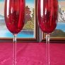 Pair Of Ruby Red Stemmed Toasting Champagne Flutes Image 2