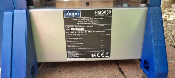scheppach hms850 planer thicknesser