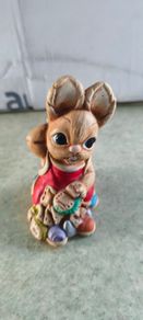Woodlander Rabbit Cobbler Hand Painted Stoneware Bunny Figurine Red Apron