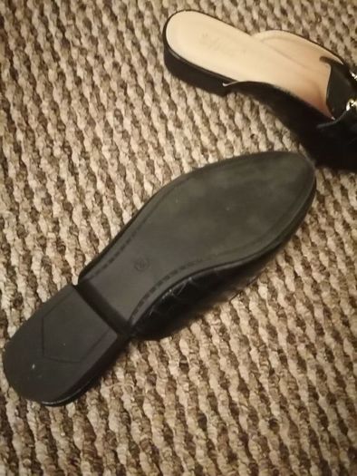 Black mule loafer woman's shoes