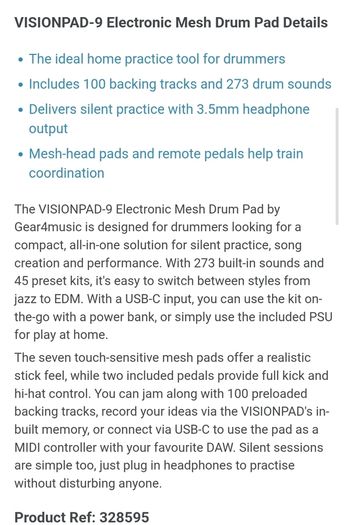 Visionpad 9 electric drum pad