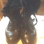Black Leather & Fur Vintage Ankle Boots Image 6