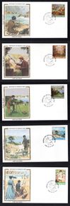 1983 Guernsey Centenary of Renoirs Visit Commemorative Stamps Colaron "Silk" Cachet First Day Cover (FDC)