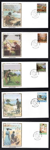 1983 Guernsey Centenary of Renoirs Visit Commemorative Stamps Colaron "Silk" Cachet First Day Cover (FDC)