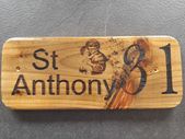 sign, shed, golf, house number, sign, house number, St Anthony plaque