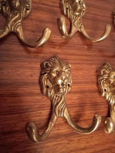Vintage Brass Lion Head Coat Hook