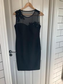 Italian designer MAESTRI Black embellished cocktail dress